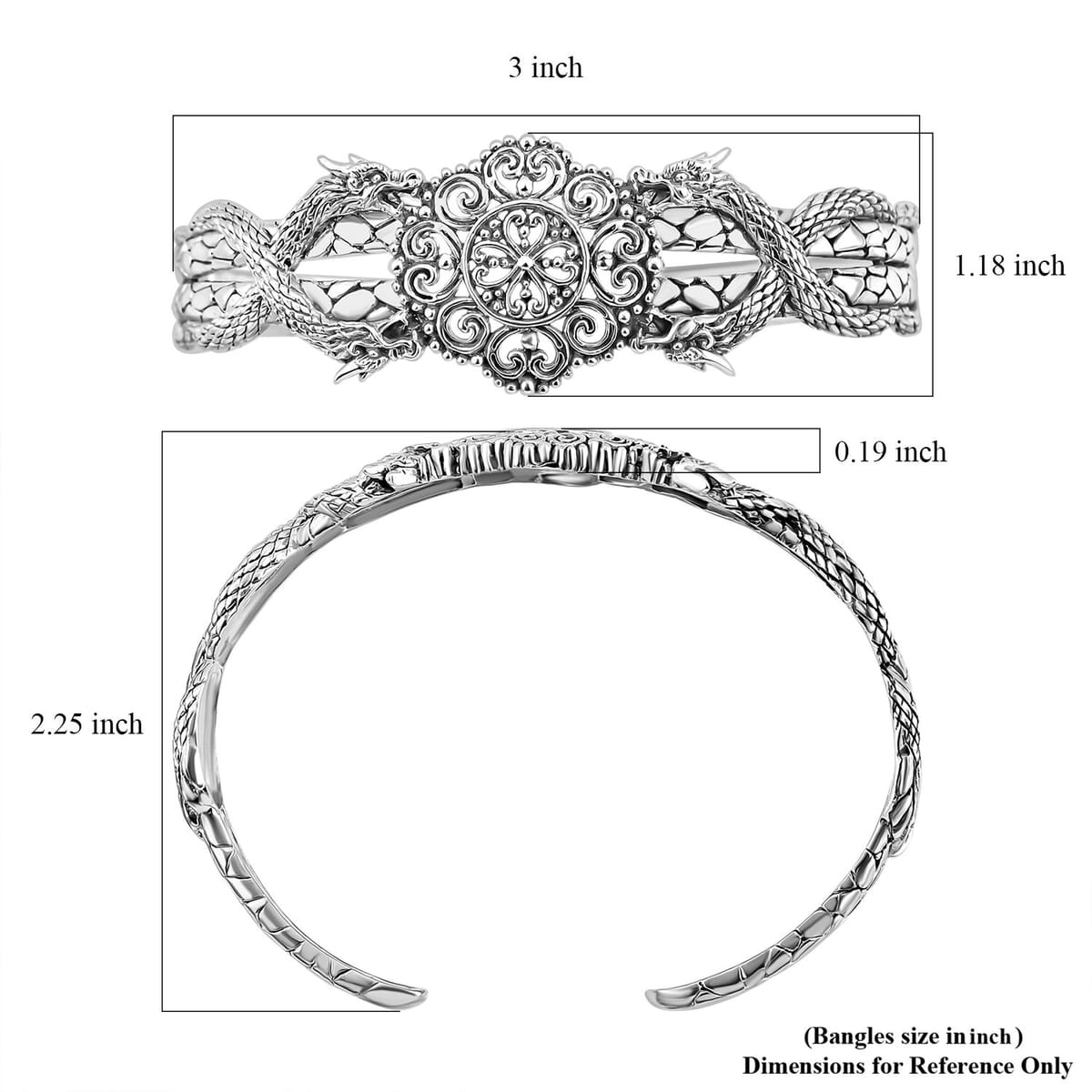 Bali Legacy Pebble Bangle Bracelet in Sterling Silver (7.25 In) 25.85 Grams image number 6