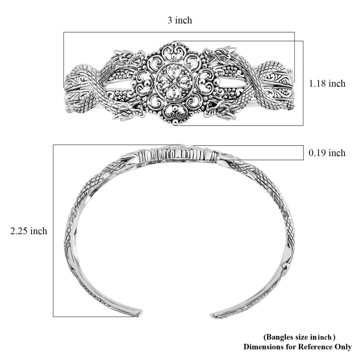 Bali Legacy Filigree Bangle Bracelet in Sterling Silver (7.25 In) 23.10 Grams image number 6