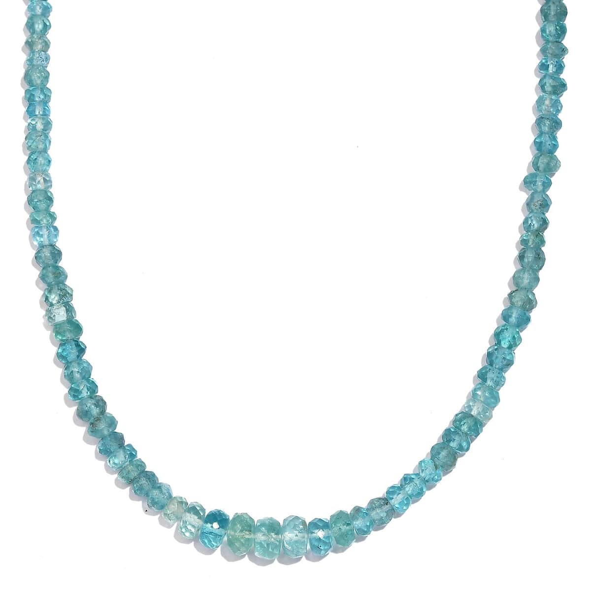 Lagoon Apatite 70.00 ctw Beaded Necklace in Rhodium Over Sterling Silver 18-20 Inches image number 0