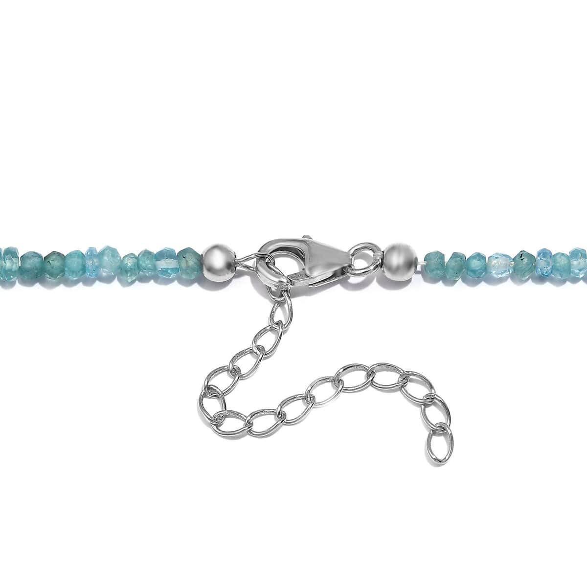 Lagoon Apatite 70.00 ctw Beaded Necklace in Rhodium Over Sterling Silver 18-20 Inches image number 4