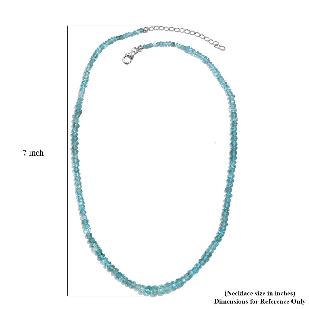 Lagoon Apatite 70.00 ctw Beaded Necklace in Rhodium Over Sterling Silver 18-20 Inches image number 5