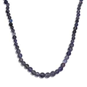 Catalina Iolite 50.00 ctw Beaded Necklace in Rhodium Over Sterling Silver 18-20 Inches