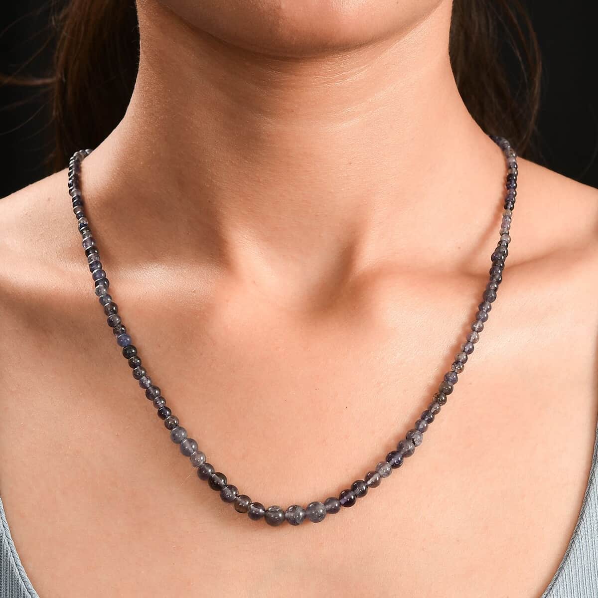 Catalina Iolite 50.00 ctw Beaded Necklace in Rhodium Over Sterling Silver 18-20 Inches image number 2