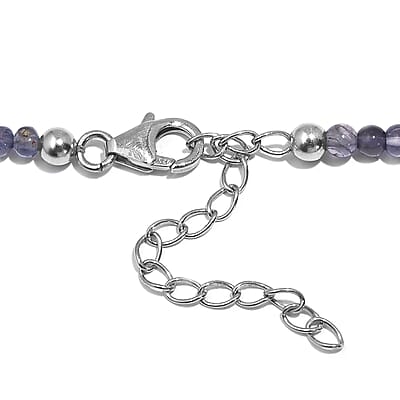 Catalina Iolite 50.00 ctw Beaded Necklace in Rhodium Over Sterling Silver 18-20 Inches