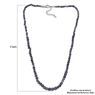 Catalina Iolite 50.00 ctw Beaded Necklace in Rhodium Over Sterling Silver 18-20 Inches