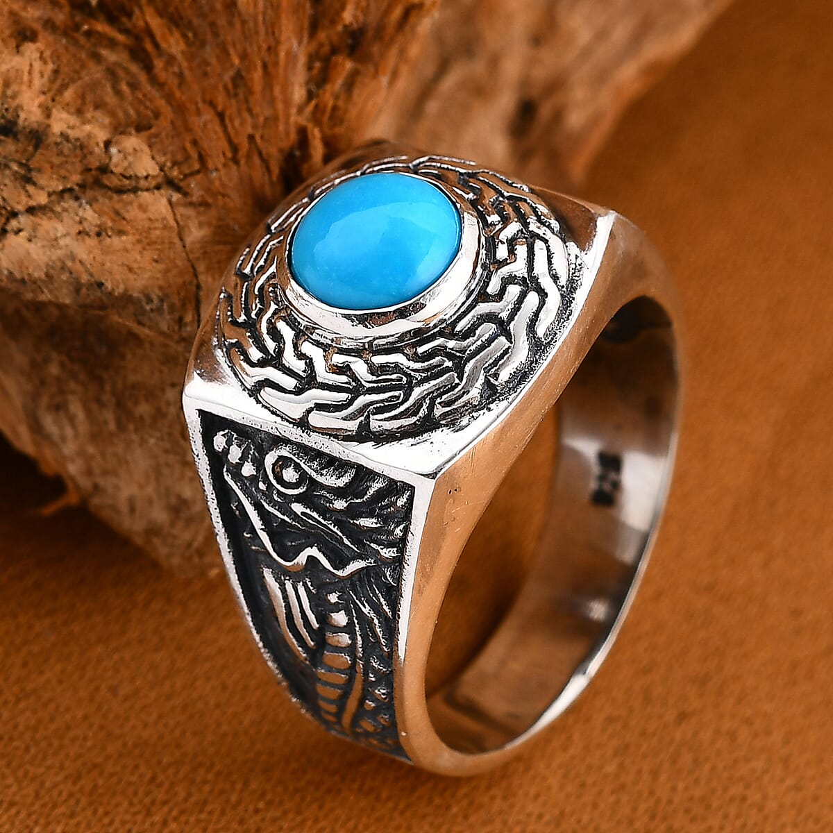 Bali Legacy Sleeping Beauty Turquoise 1.15 ctw Ring in Sterling Silver (Size 8.0)  image number 1