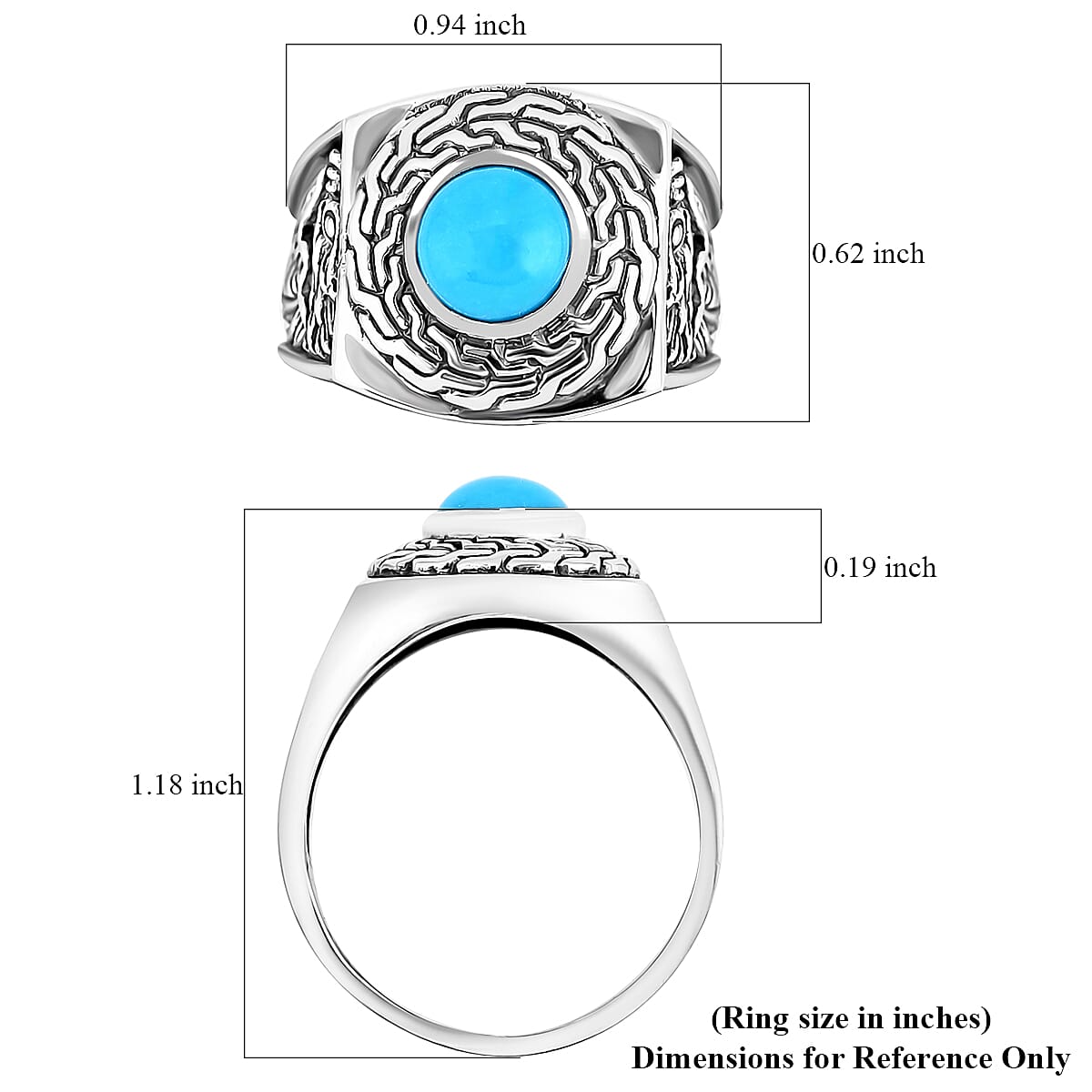 Bali Legacy Sleeping Beauty Turquoise 1.15 ctw Ring in Sterling Silver (Size 8.0)  image number 5