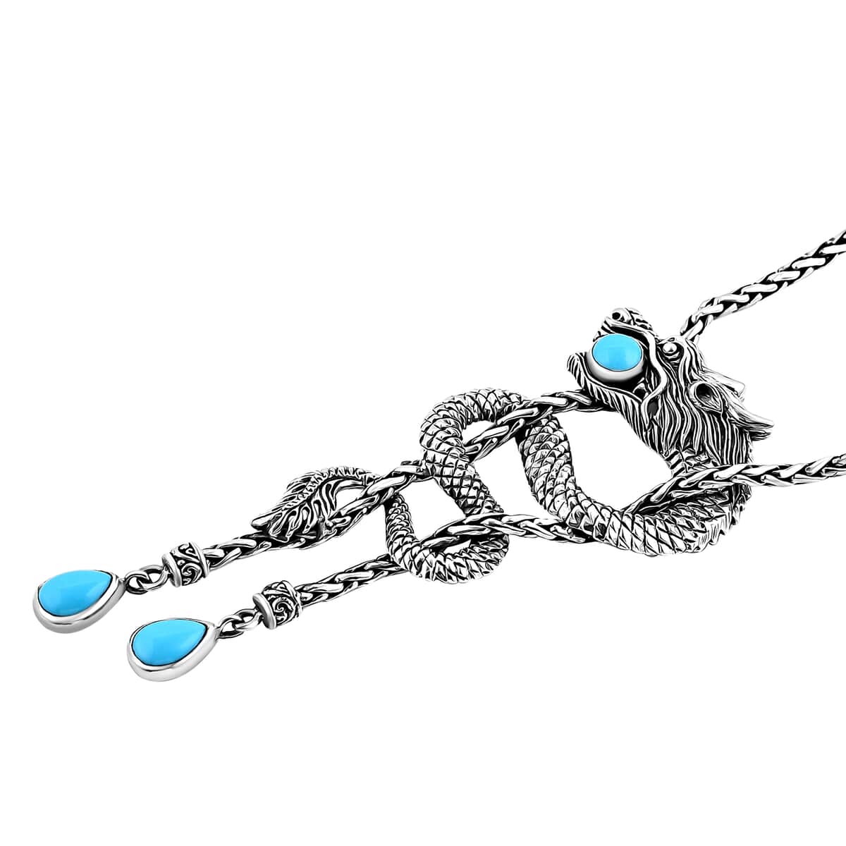 Bali Legacy Sleeping Beauty Turquoise 2.80 ctw Dragon Necklace 18 Inches in Sterling Silver image number 4