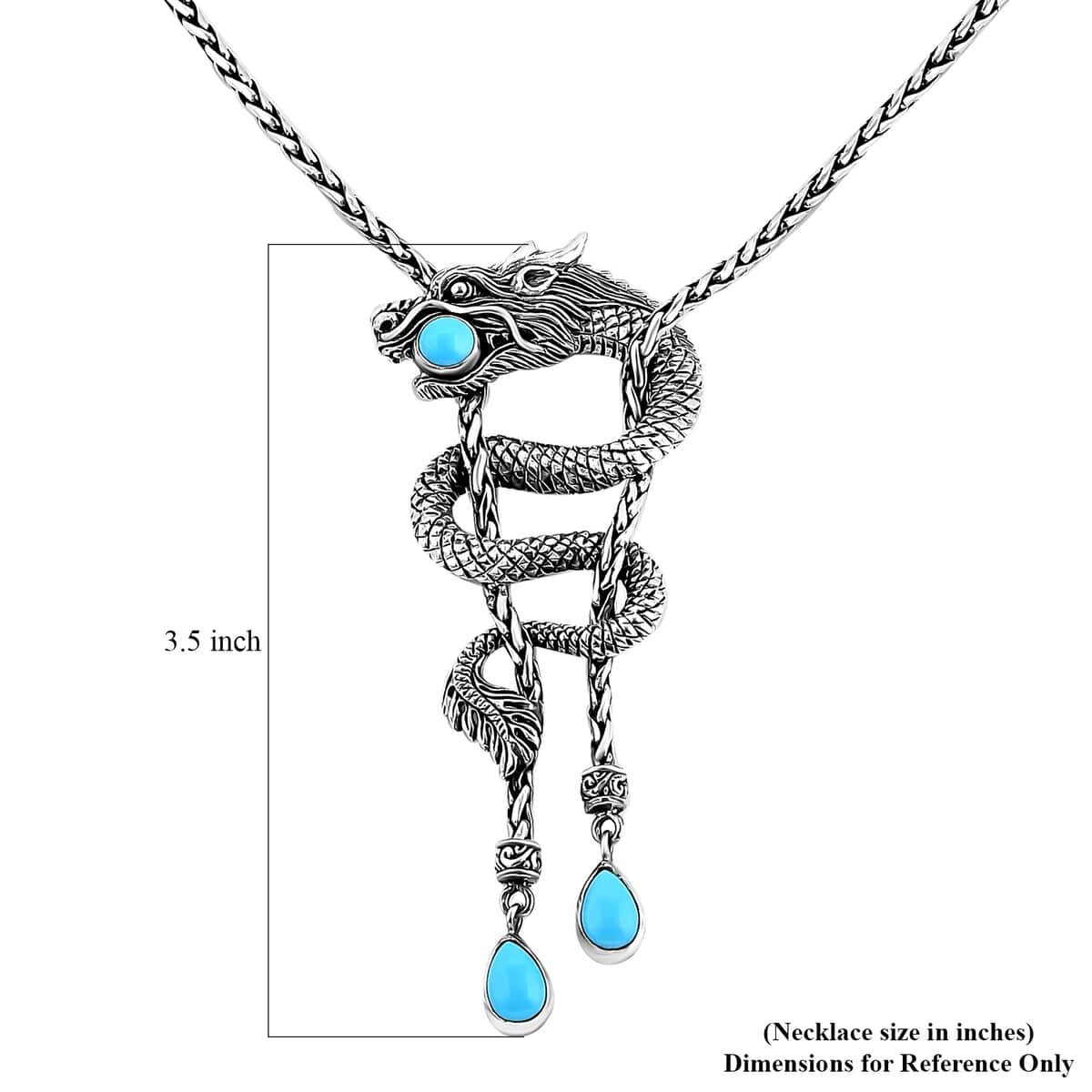 Bali Legacy Sleeping Beauty Turquoise 2.80 ctw Dragon Necklace 18 Inches in Sterling Silver image number 5