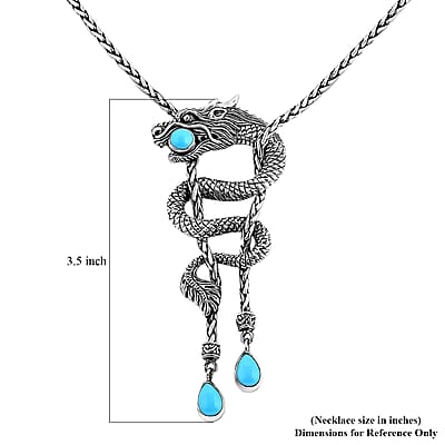 Bali Legacy Sleeping Beauty Turquoise 2.80 ctw Dragon Necklace 18 Inches in Sterling Silver