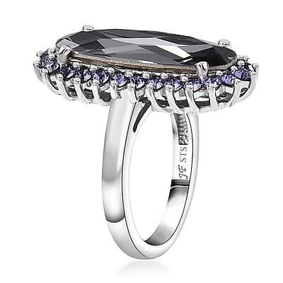 J Francis Embellished with Silver Night and Tanzanite Color Crystal by Swarovski Midnight Mirage Midnight Mirage Ring in Platinum Bond (Size 10.0)