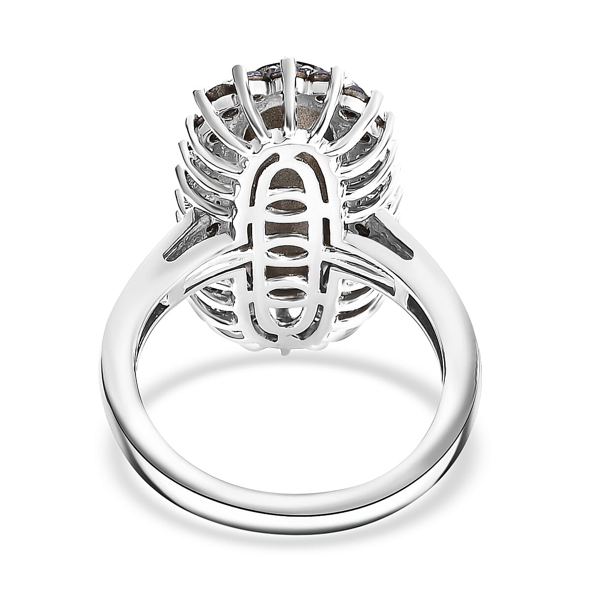 J Francis Embellished with Silver Night and Tanzanite Color Crystal by Swarovski Midnight Mirage Midnight Mirage Ring in Platinum Bond (Size 10.0)
