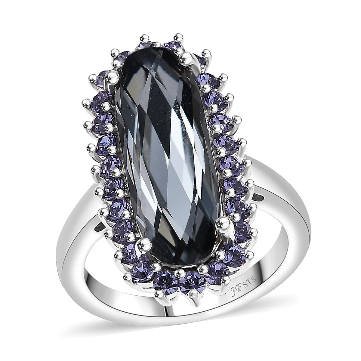 J Francis Embellished with Silver Night and Tanzanite Color Crystal by Swarovski Midnight Mirage Midnight Mirage Ring in Platinum Bond (Size 11.0) image number 0