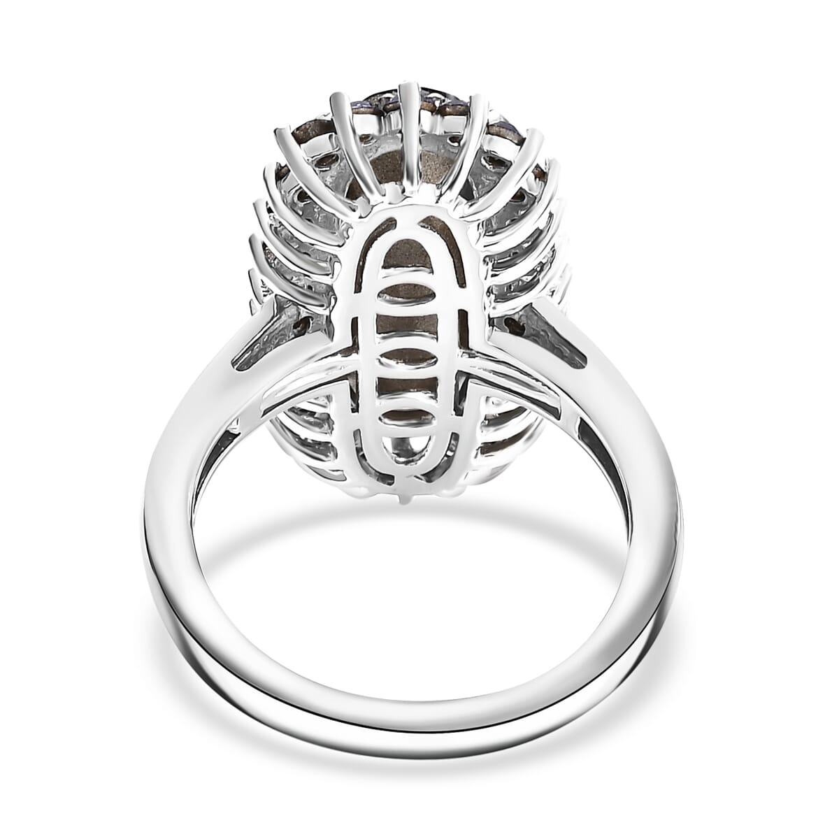 J Francis Embellished with Silver Night and Tanzanite Color Crystal by Swarovski Ring in Platinum Bond (Size 8.0) image number 4