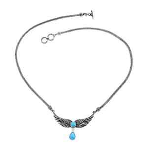 Bali Legacy Sleeping Beauty Turquoise 2.50 ctw Wings Necklace 20 Inches in Sterling Silver 