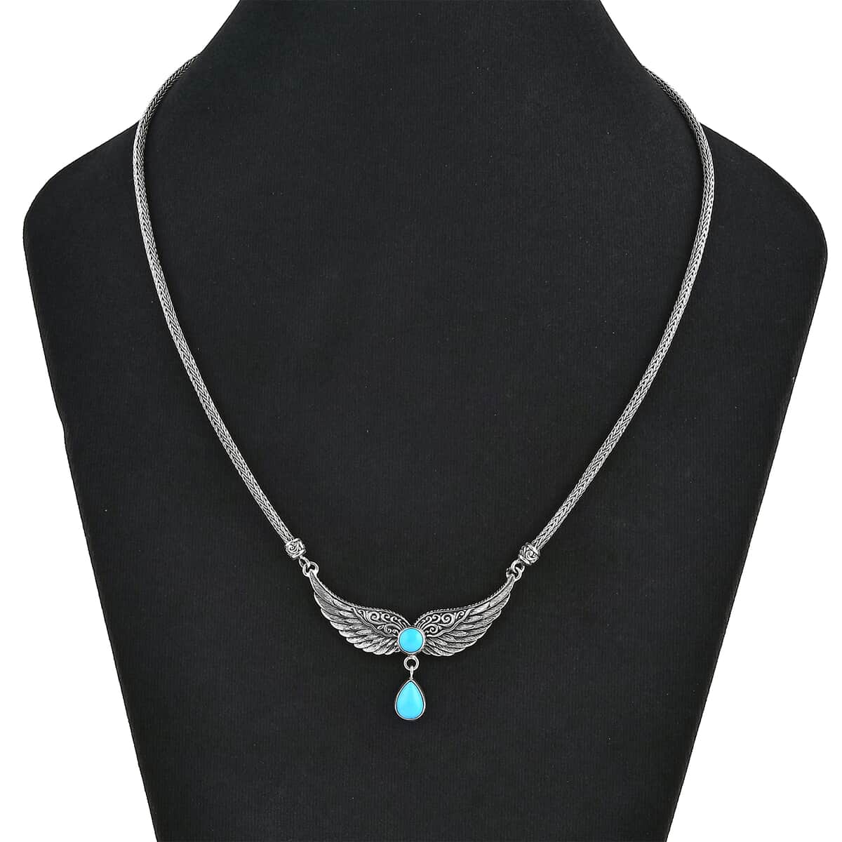 Bali Legacy Sleeping Beauty Turquoise 2.50 ctw Wings Necklace 20 Inches in Sterling Silver  image number 2