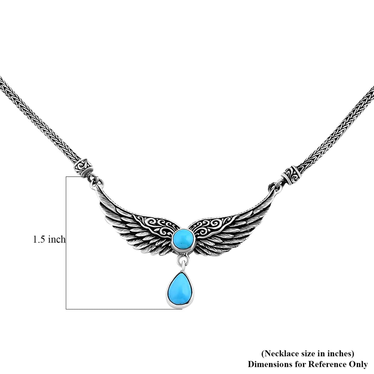 Bali Legacy Sleeping Beauty Turquoise 2.50 ctw Wings Necklace 20 Inches in Sterling Silver  image number 5