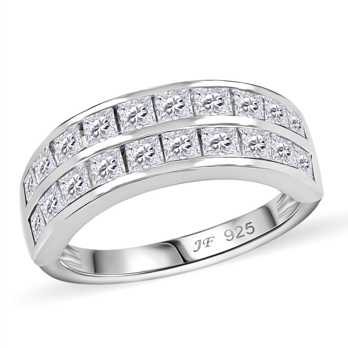 J Francis Embellished with Zirconia by Swarovski 3.40 CTW Band Ring in Rhodium Over Sterling Silver Size 10.0 Shop LC
