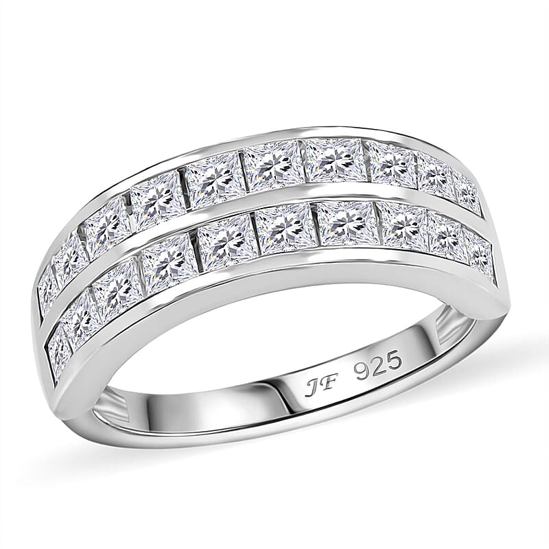 J Francis Embellished with Zirconia by Swarovski 3.40 ctw Band Ring in Rhodium Over Sterling Silver (Size 10.0)