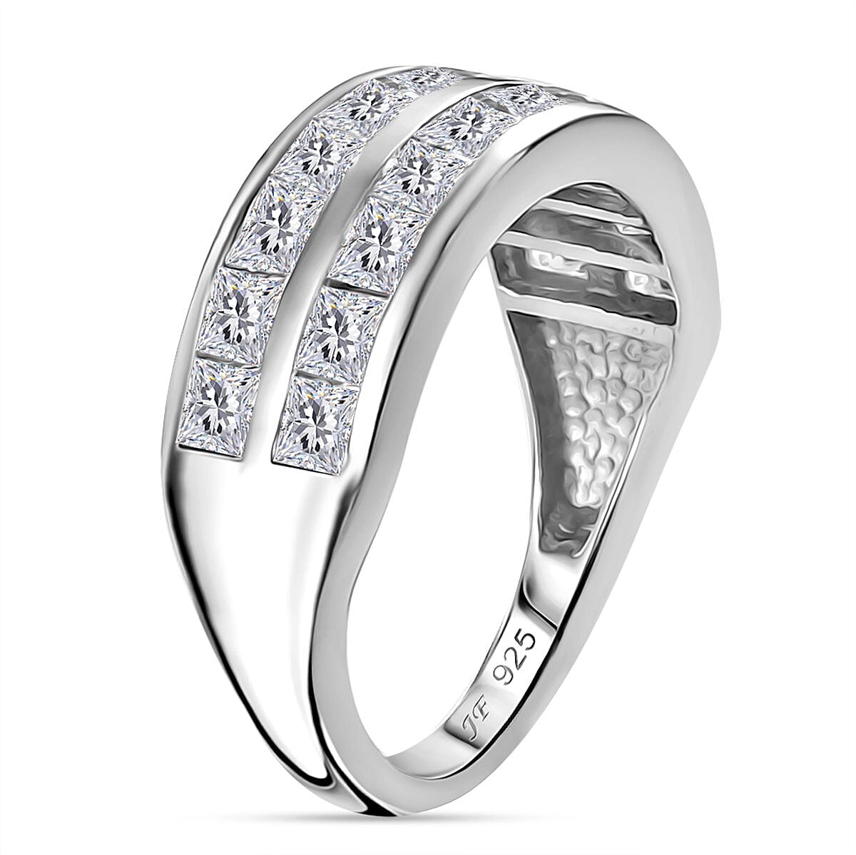 J Francis Embellished with Zirconia by Swarovski 3.40 ctw Band Ring in Rhodium Over Sterling Silver (Size 10.0)