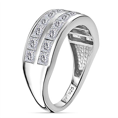J Francis Embellished with Zirconia by Swarovski 3.40 ctw Band Ring in Rhodium Over Sterling Silver (Size 10.0)