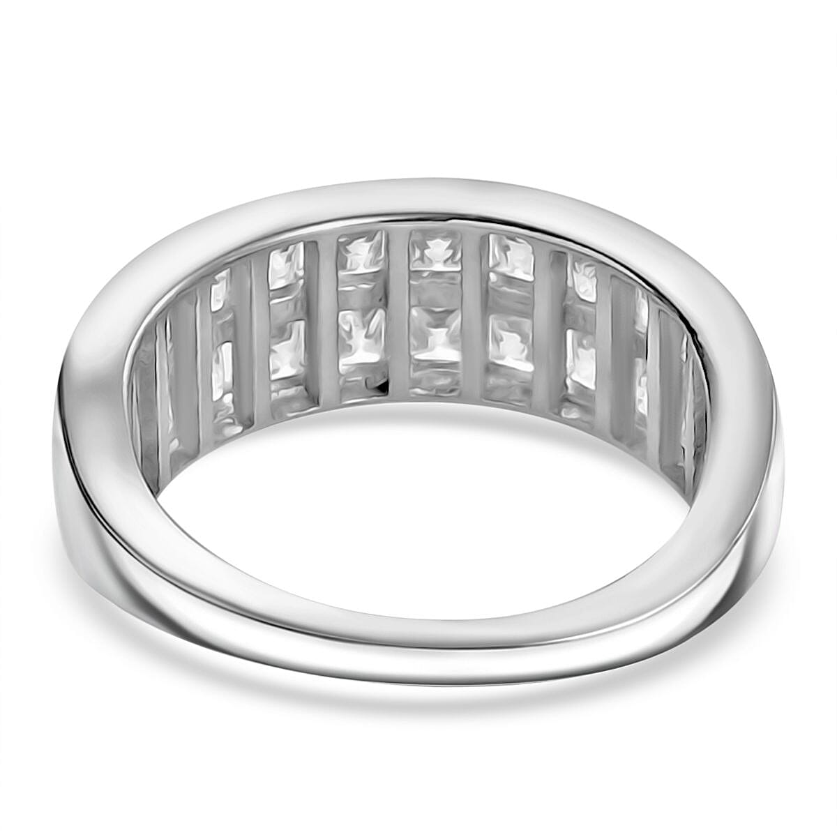 J Francis Embellished with Zirconia by Swarovski 3.40 ctw Band Ring in Rhodium Over Sterling Silver (Size 10.0)