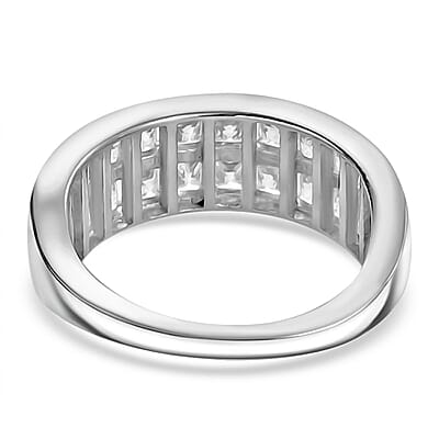 J Francis Embellished with Zirconia by Swarovski 3.40 ctw Band Ring in Rhodium Over Sterling Silver (Size 10.0)