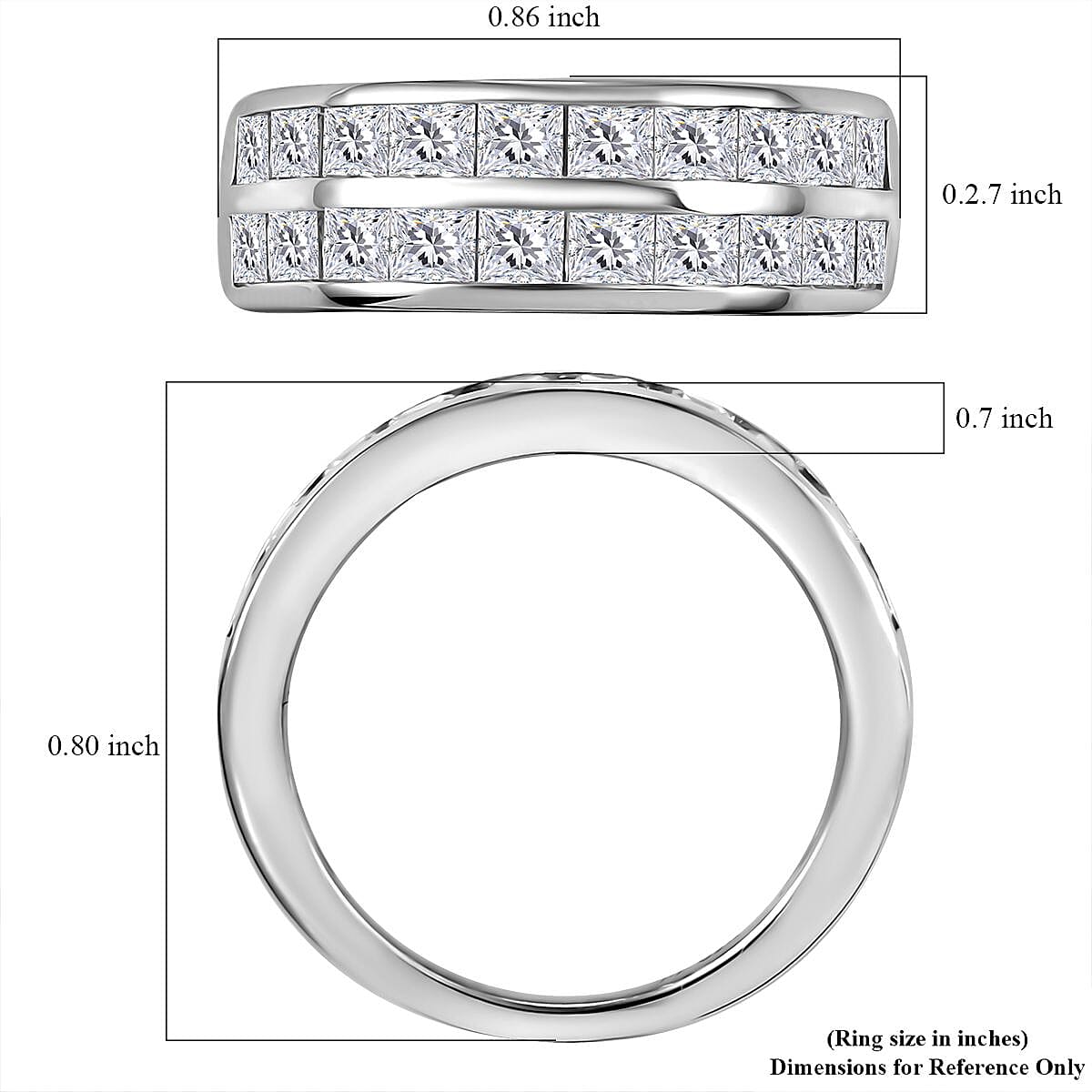 J Francis Embellished with Zirconia by Swarovski 3.40 ctw Band Ring in Rhodium Over Sterling Silver (Size 10.0)