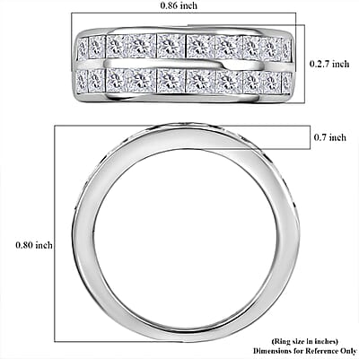 J Francis Embellished with Zirconia by Swarovski 3.40 ctw Band Ring in Rhodium Over Sterling Silver (Size 10.0)
