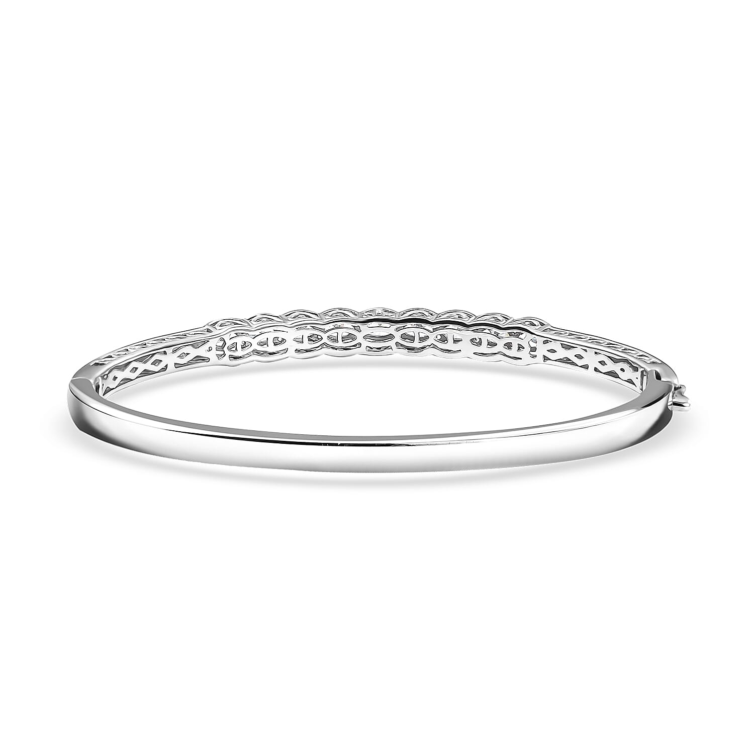 J Francis Embellished with Zirconia by Swarovski Bangle Bracelet in Rhodium Over Sterling Silver (7.25 In) 3.30 ctw