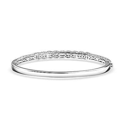 J Francis Embellished with Zirconia by Swarovski Bangle Bracelet in Rhodium Over Sterling Silver (7.25 In) 3.30 ctw