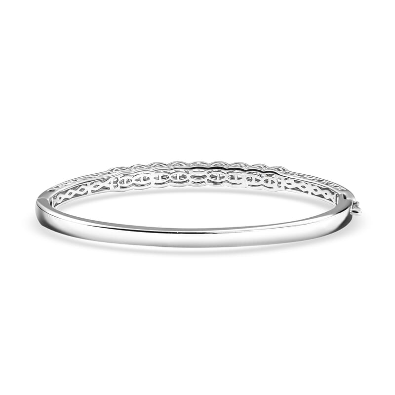 J Francis Embellished with Zirconia by Swarovski Bangle Bracelet in Rhodium Over Sterling Silver (7.25 In) 3.30 ctw