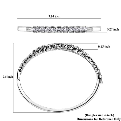 J Francis Embellished with Zirconia by Swarovski Bangle Bracelet in Rhodium Over Sterling Silver (7.25 In) 3.30 ctw