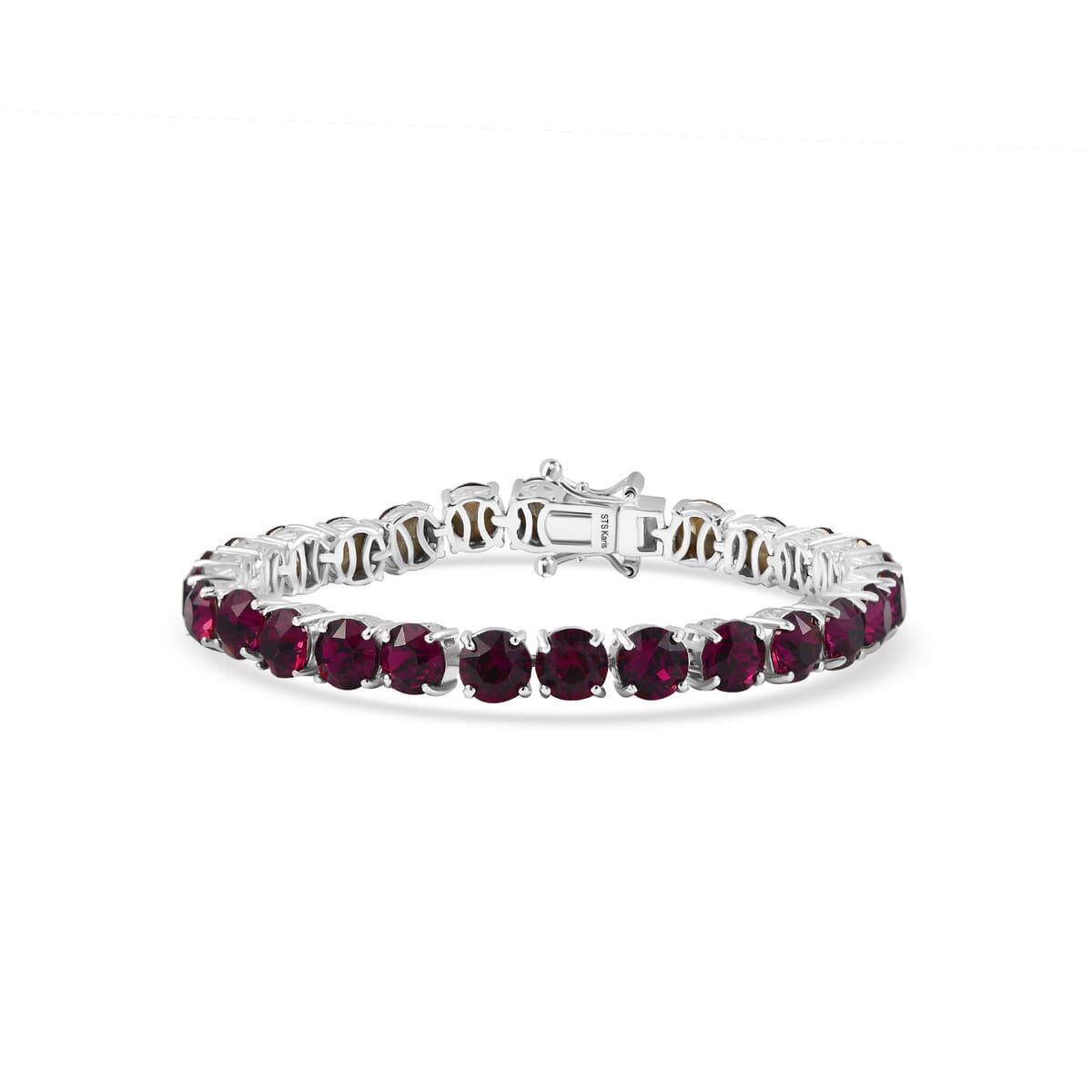 Karis J Francis Embellished with Foilback Amethyst Color Crystal by Swarovski Bracelet in Platinum Bond (6.50 In) 19.15 ctw image number 0