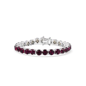Karis J Francis Embellished with Foilback Amethyst Color Crystal by Swarovski Bracelet in Platinum Bond (6.50 In) 19.15 ctw