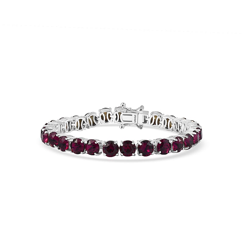 J Francis Embellished with Foilback Amethyst Color Crystal by Swarovski Wine Whisper Bracelet in Platinum Bond (6.50 In) 19.15 ctw