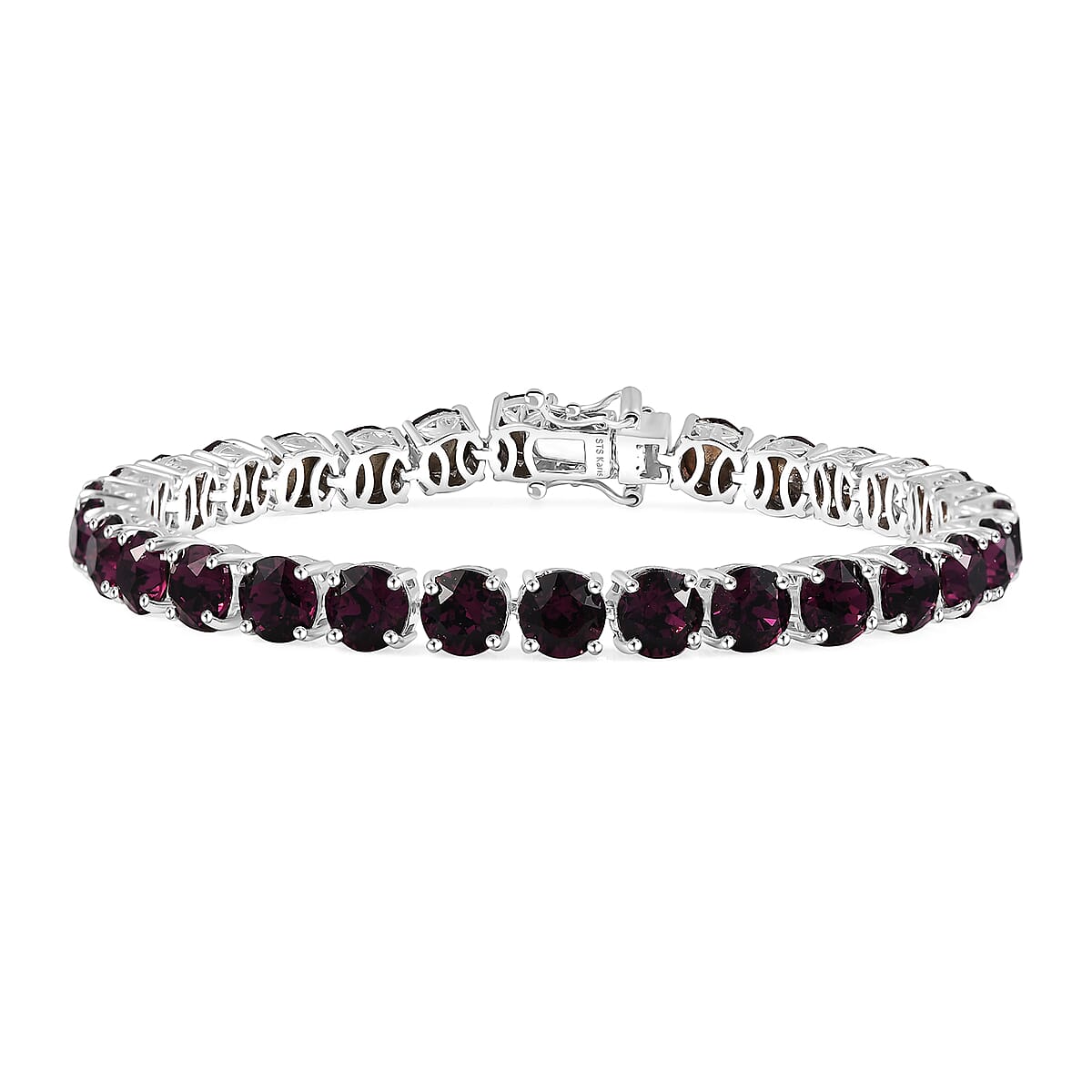 J Francis Embellished with Foilback Amethyst Color Crystal by Swarovski Wine Whisper Bracelet in Platinum Bond (7.25 In) 21.35 ctw image number 0
