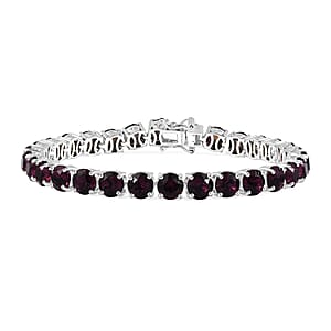 J Francis Embellished with Foilback Amethyst Color Crystal by Swarovski Wine Whisper Bracelet in Platinum Bond (7.25 In) 21.35 ctw