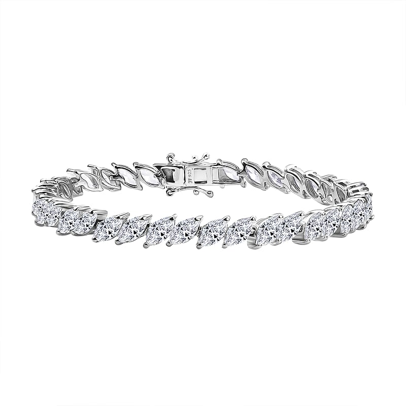 J Francis Embellished with Zirconia by Swarovski Bracelet in Rhodium Over Sterling Silver (7.25 In) 21.90 ctw