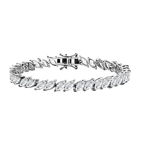 J Francis Embellished with Zirconia by Swarovski Bracelet in Rhodium Over Sterling Silver (6.50 In) 19.65 ctw