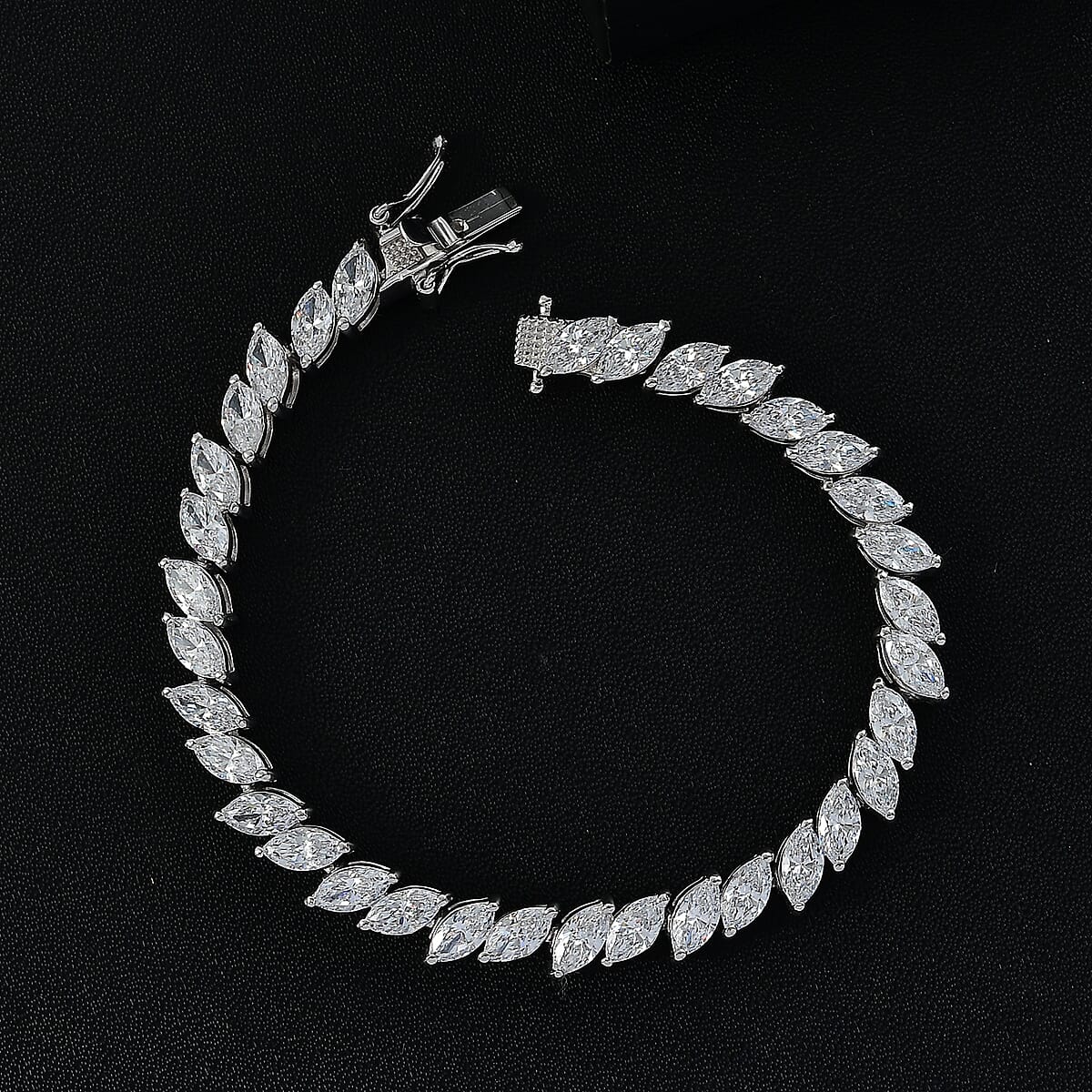 J Francis Embellished with Zirconia by Swarovski Bracelet in Rhodium Over Sterling Silver (6.50 In) 19.65 ctw image number 1