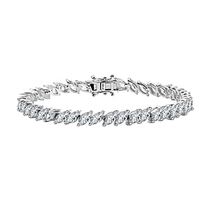 J Francis Embellished with Zirconia by Swarovski Bracelet in Rhodium Over Sterling Silver (8.00 In) 24.30 ctw