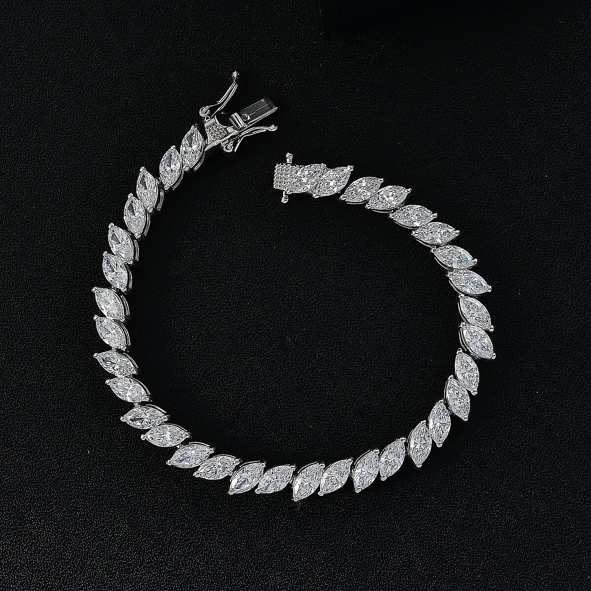 J Francis Embellished with Zirconia by Swarovski Bracelet in Rhodium Over Sterling Silver (8.00 In) 24.30 ctw image number 1
