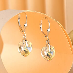 J Francis Embellished with Aurora Borealis Crystal by Swarovski Hearts in Harmony Earrings in Sterling Silver