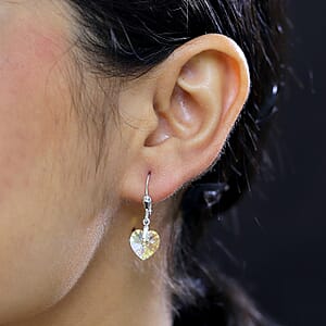 J Francis Embellished with Aurora Borealis Crystal by Swarovski Hearts in Harmony Earrings in Sterling Silver