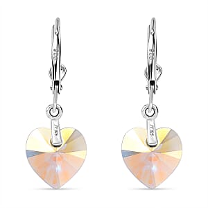 J Francis Embellished with Aurora Borealis Crystal by Swarovski Hearts in Harmony Earrings in Sterling Silver