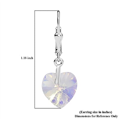 J Francis Embellished with Aurora Borealis Crystal by Swarovski Hearts in Harmony Earrings in Sterling Silver