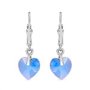 J Francis Embellished with Aquamarine Color Crystal by Swarovski 5.40 ctw Lever Back Earrings in Sterling Silver