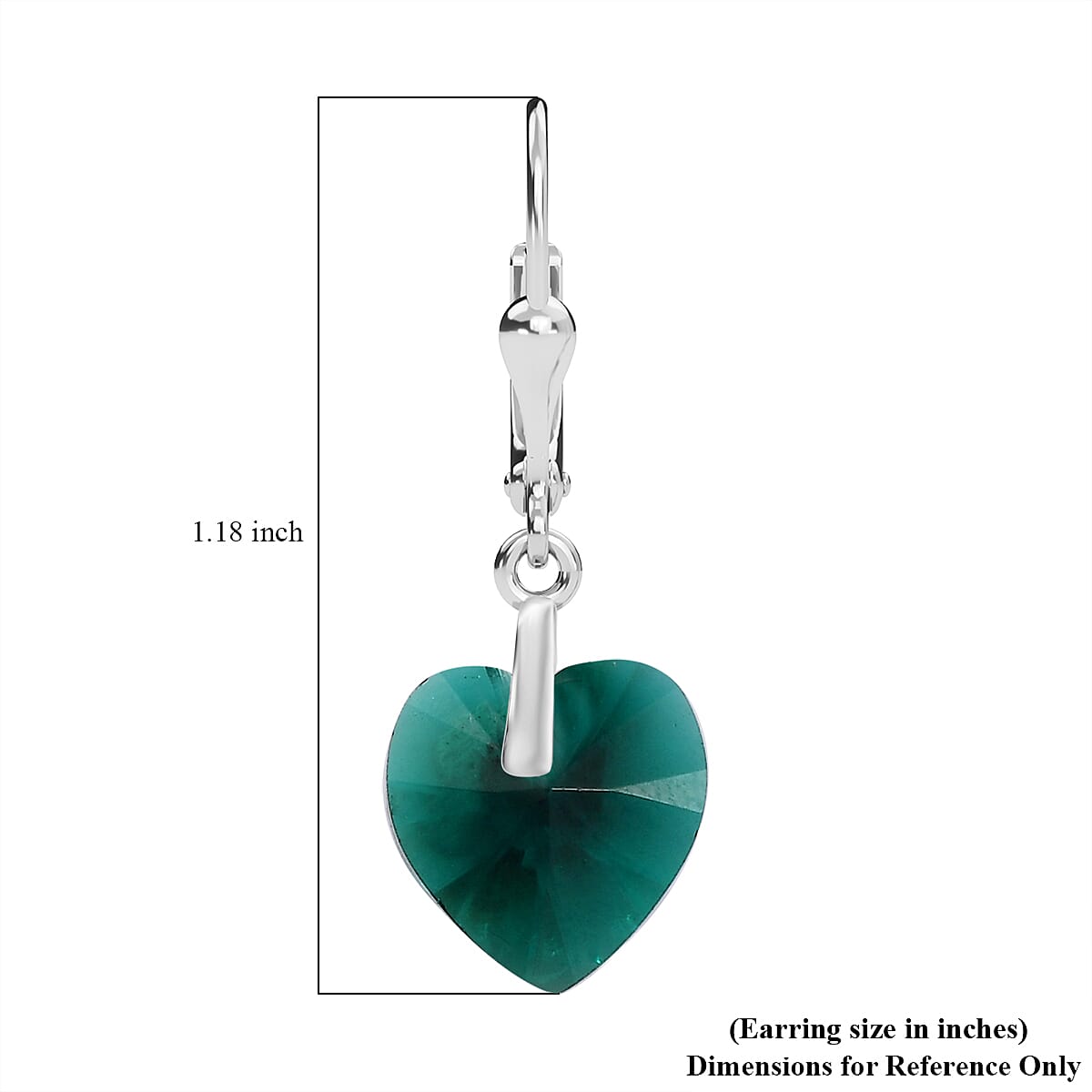 J Francis Embellished with Emerald Color Crystal by Swarovski Hearts in Harmony Earrings in Sterling Silver image number 4