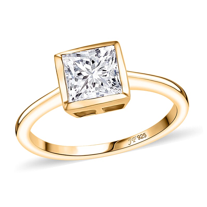 J Francis Embellished with Zirconia by Swarovski Solitaire Ring in 18K Vermeil YG Over Sterling Silver (Size 10) 2.50 ctw
